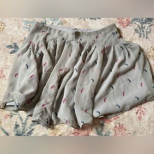 BCBGeneration Light Gray Pleated Mini Skirt with Pink & Navy Accent Prints